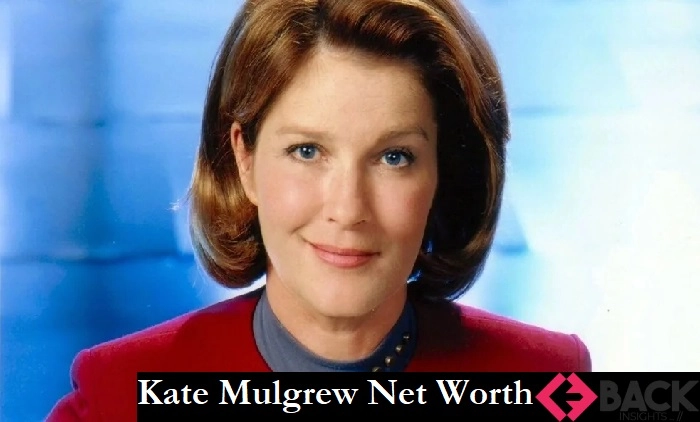 Kate Mulgrew net worth 2024 - Star Trek Voyager's Captain Janeway actress in commanding pose highlighting her successful career and wealth accumulation