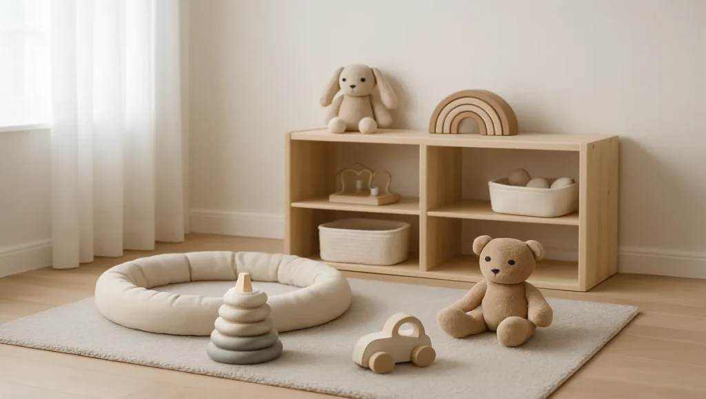 kid-friendly apartment play area with colorful décor and storage solutions