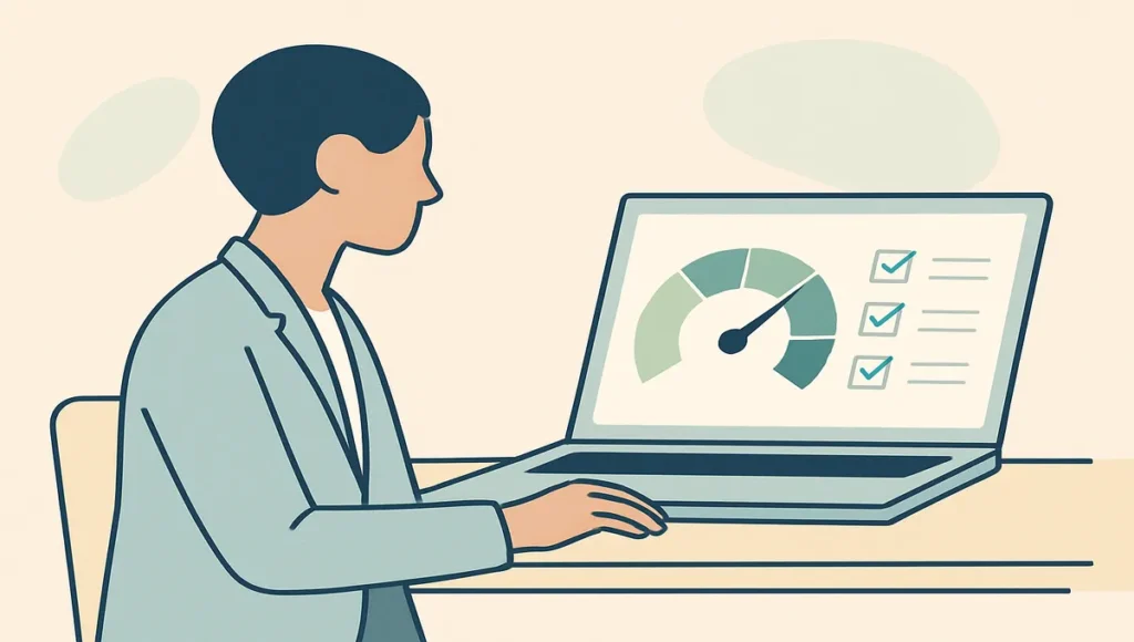 Person evaluating tradeline companies to improve credit score