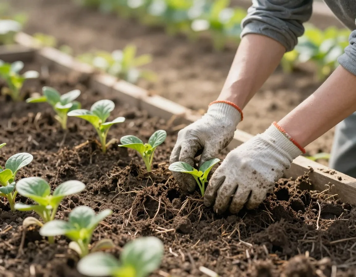 A Practical Guide to the Best Weed Control Products for Home Gardens - Perfect Home - BackInsights Gardener applying weed control product in a home garden bed